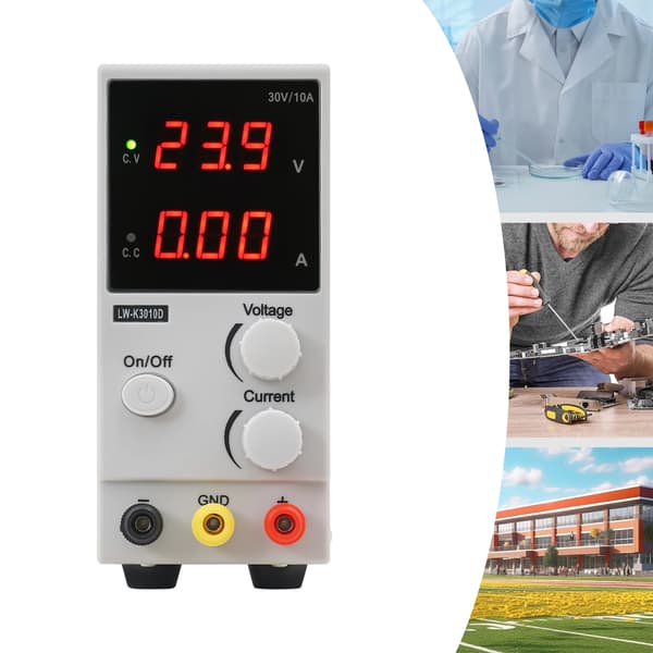 DC-strömförsörjning, justerbart spänningsområde, hög effektivitet, 220 V, grå