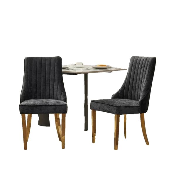 Spisestol, Moderne Chenille Polstring, Rustfrit Stål Ben,CQY-sort