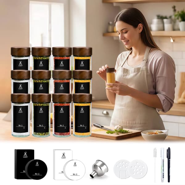 Kryddburksset, Lock av Akaciaträ, Lufttät Design,12PCS