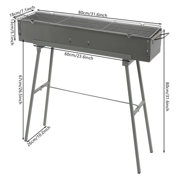 Grill, Bärbar Design, Justerbar Luftdörr,Grå