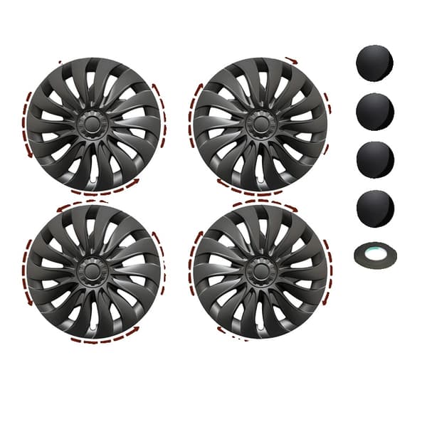 Hjulnav, Passer til Tesla Model 3, Holdbar ABS Plast,Til Model 3 Highland, LR-mat sort, Til Tesla