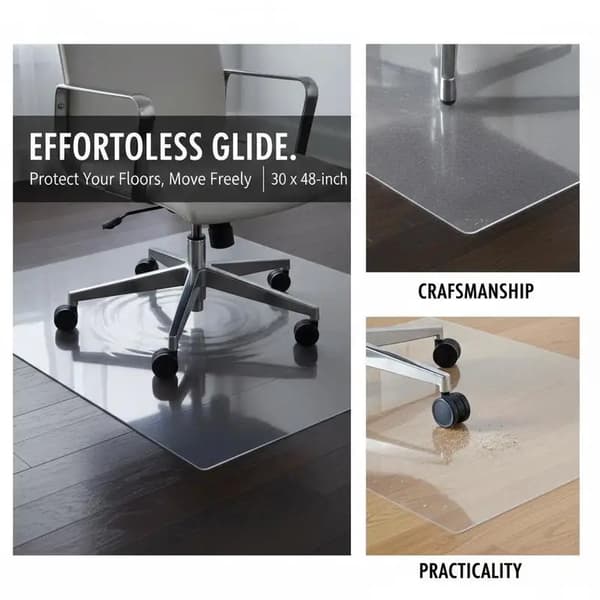 Stolsmatta, Hållbar PVC, Stilren Design,Klar