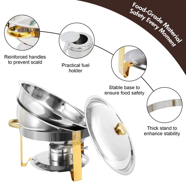 Chafing Dish, Rustfrit Stål, Elegant Rund Design,6Pak