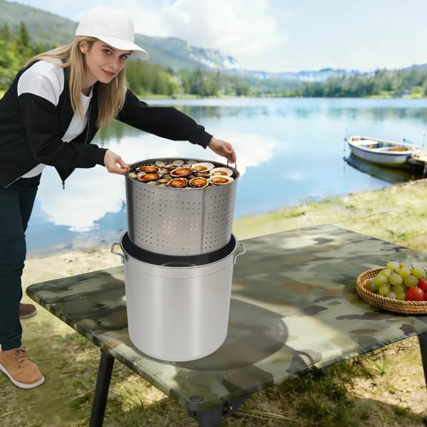 Grytan, 50L kapacitet, inkluderar perforerat korg,Silver