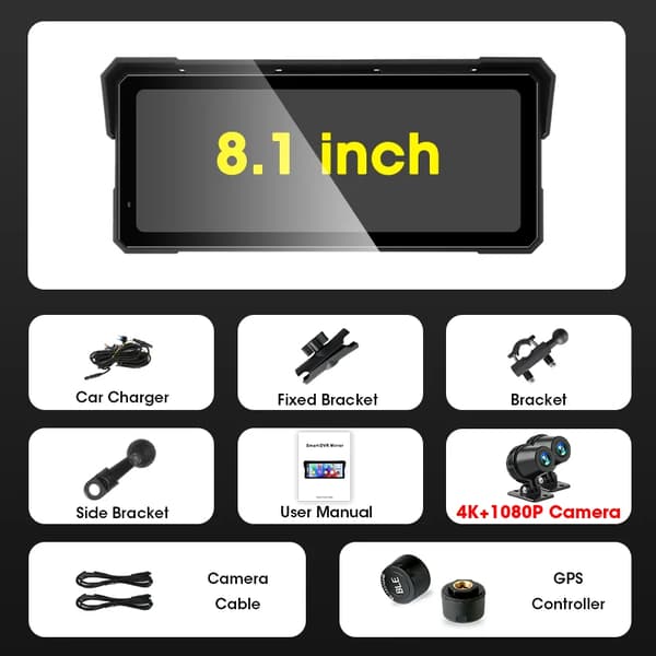 Motorcykel DVR GPS, Dual Bluetooth, Vandtæt,DVR TPMS