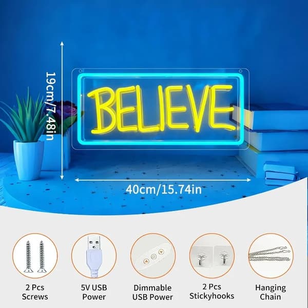 Neonskylt, dimbara LED-lampor, USB-driven dekoration,40x19cm