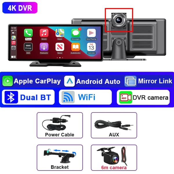Bil DVR, 4K Frontkamera, Trådløs Forbindelse,4K DVR 6M AHD