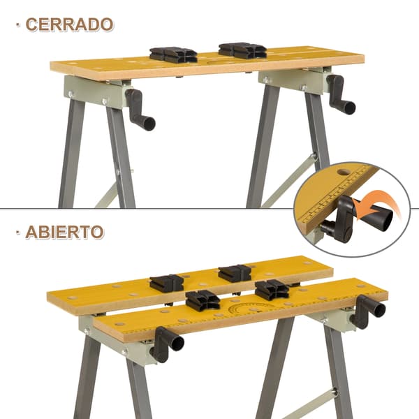 Værktøjsbord, Justerbar Højde, Holdbart Design,Naturlig og grå