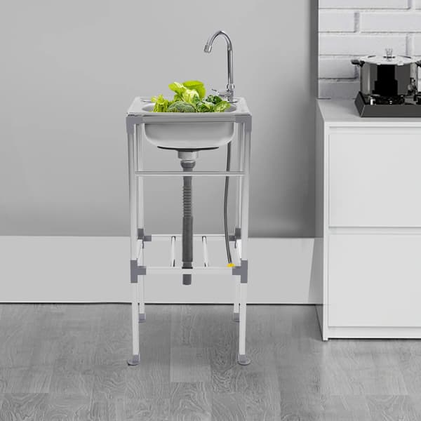 Køkkenvask, Fritstående Design, Holdbart Rustfrit Stål,Sølv