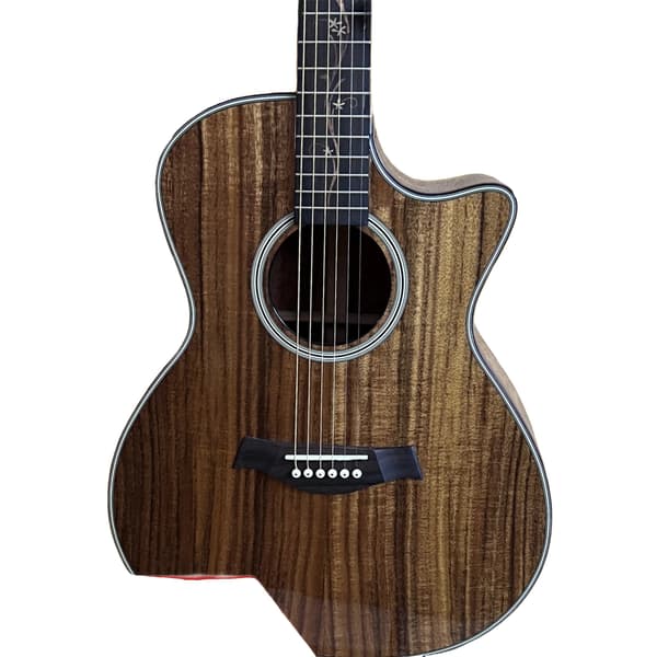 Folk Guitar, KOA-kropp, Rosenträsgrepp,Brun