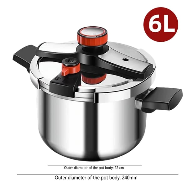 Trykkoger, Fødevarekvalitet Rustfrit Stål, Ergonomisk Design,Rød-6L