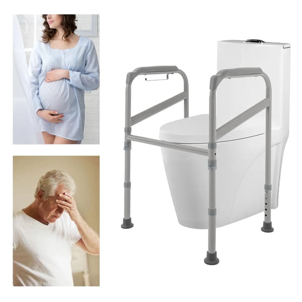 Toalettramar, Säkerhetsräcke, Halkfri Grepp,Mörkgrå