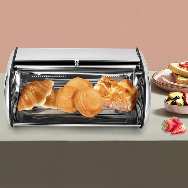 Brødkasse, Rustfrit Stål, Rulle-top Design,1-niveau