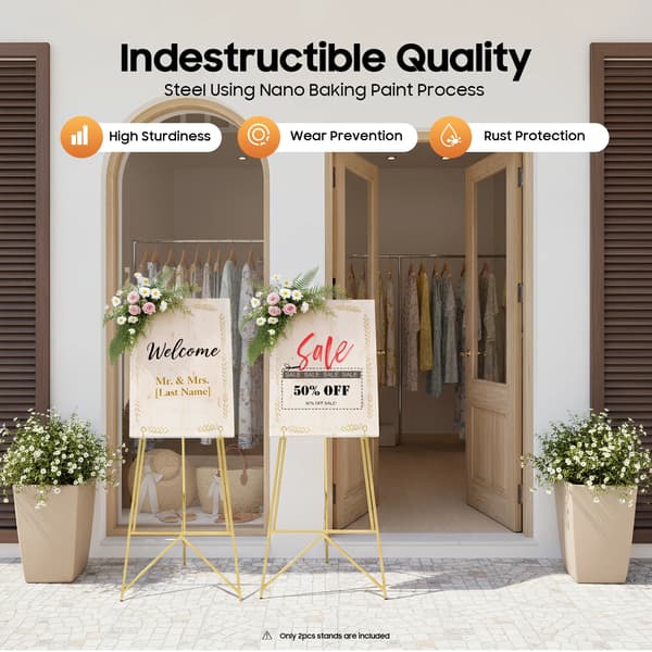 Display Easel Stativ, Justerbart og Robust Design, Ideelt til Begivenheder,Guld