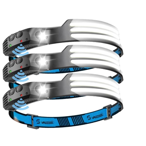 LED-forlygter, genopladelige, bevægelsessensor,3PCS-3COB