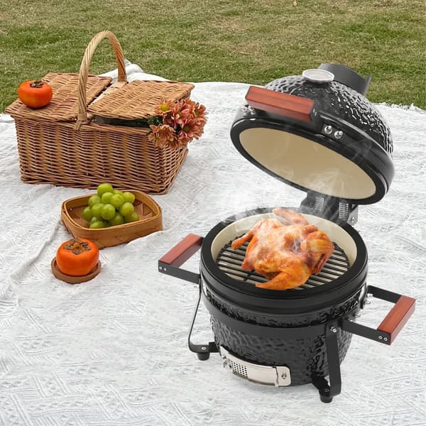 Kolgrill Rökare, Bärbar Design, Mångsidig Matlagning,Svart