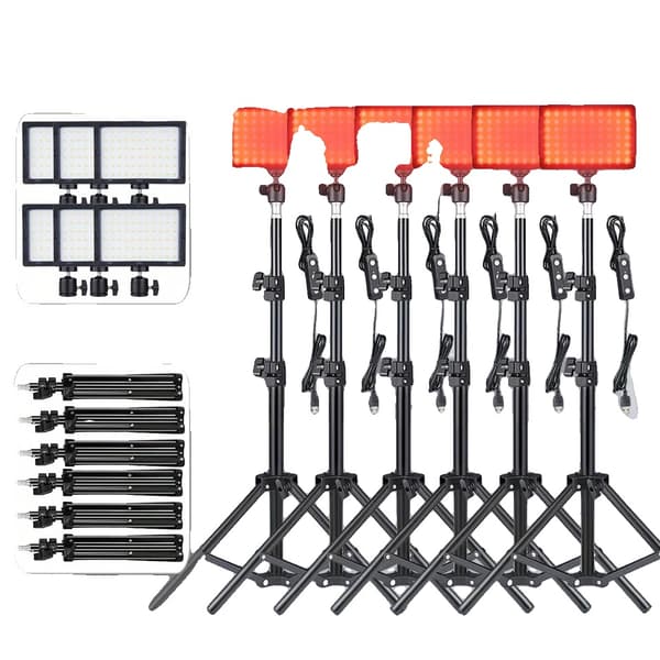 LED Videolampa, Justerbart Stativ, Tvåfärgsfunktion,6 SETS