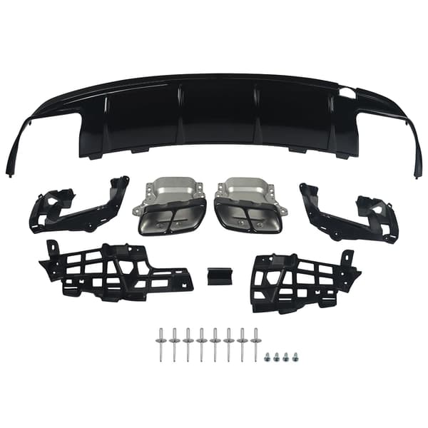 Bageste kofanger diffuser, kompatibel med AMG CLA45, holdbart ABS-plastik,Glans Sort