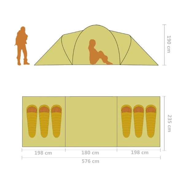 Campingtält, Rymligt för 3-4 Användare, Hållbar Polyesterfiber,MULTI
