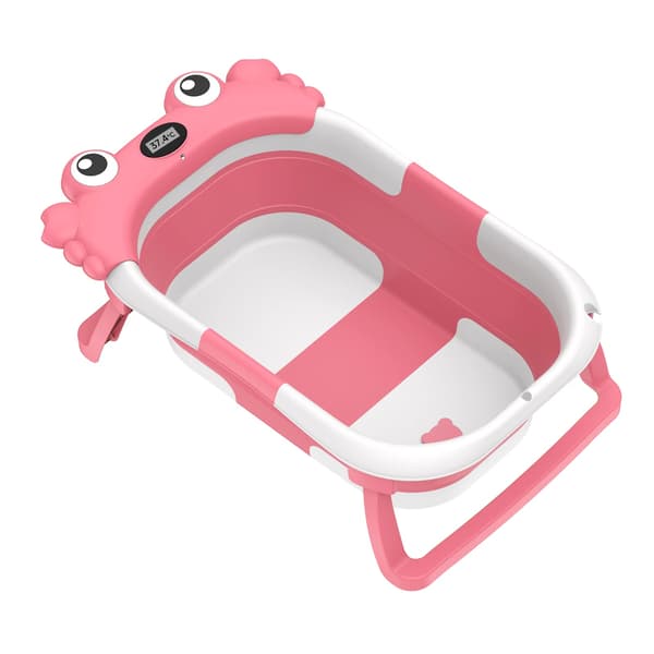 Babybadekar, Foldbart Design, Realtids Temperaturovervågning,Pink
