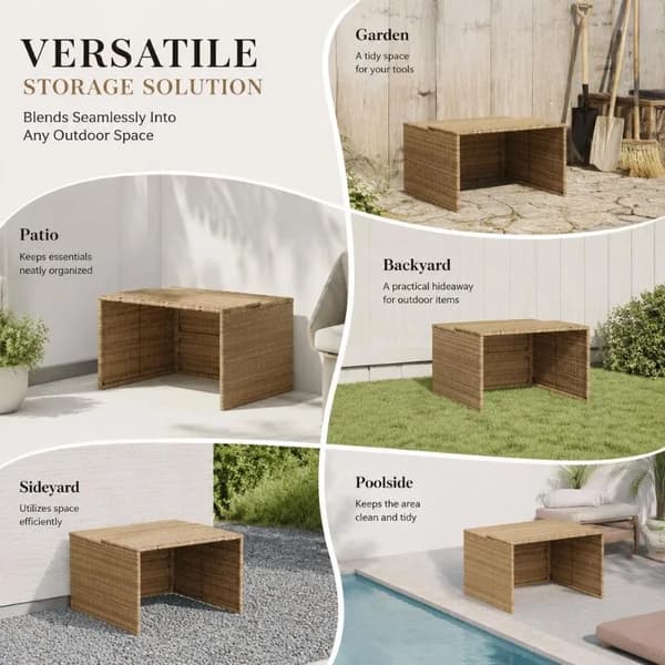 Udendørs Opbevaringshus, Stilfuldt Design, Nem Samling,Beige