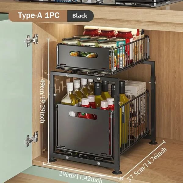 Opbevaringsreol, Foldbart Design, Dobbelt Lagret Opbevaring,2-niveauer