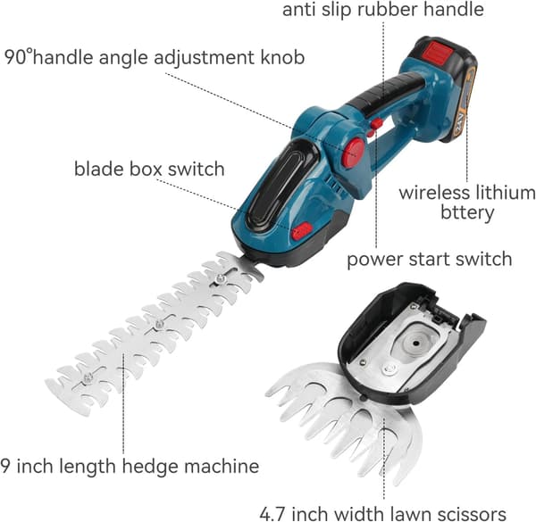 Sladdlös Häcksax, Lättviktsdesign, Ergonomisk Hantering,Med 1 Batteri
