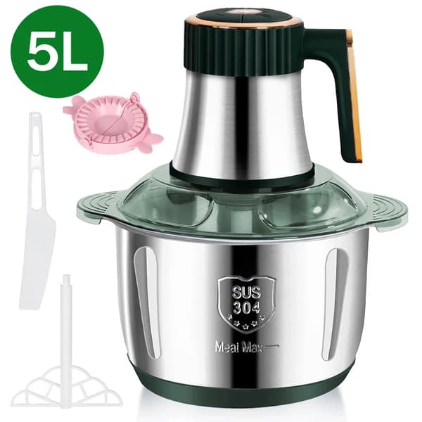 Elektrisk Madprocessor, 5L Kapacitet, 5 Hastighedsindstillinger,Grøn ( EU Stik )