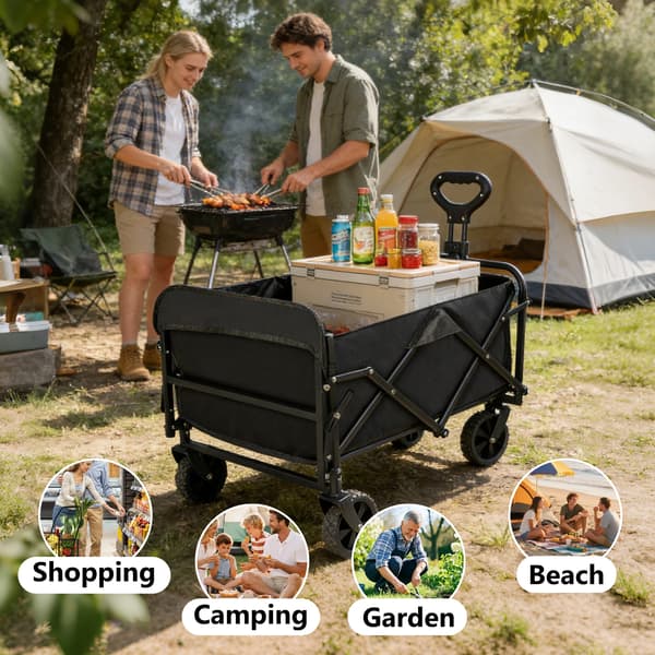Campingvogn, Robust Konstruktion, Stor Opbevaringskapacitet,Sort