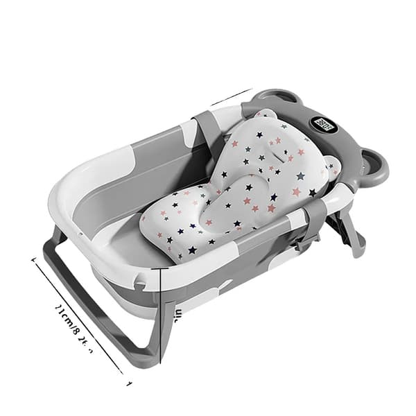 Babytub, Fällbar Design, Integrerad Termometer,Grå