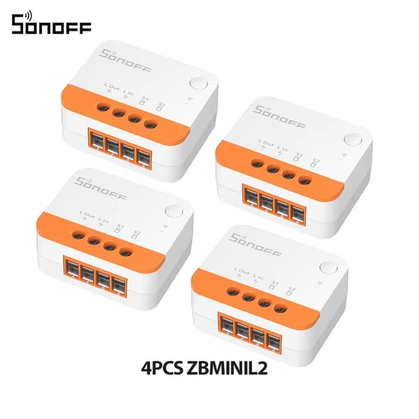 ZigBee Smart Switch, Kompakt Design, Ingen Neutraltråd Krävs,ZBMINIL2 4 Pack