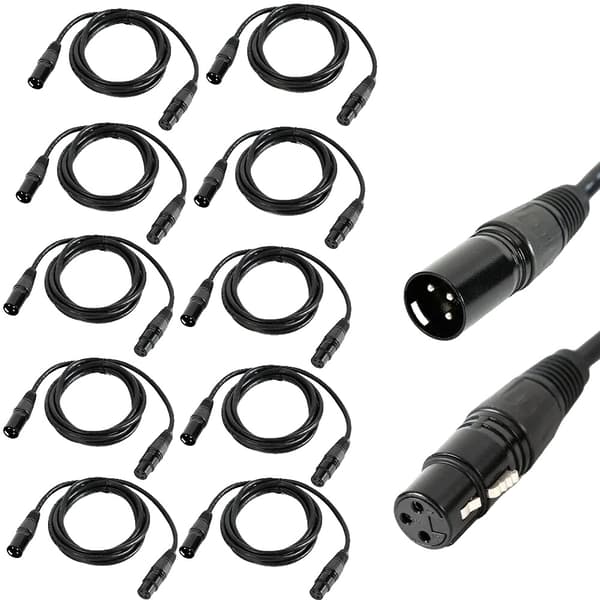 DMX-kabler, 10-styk sæt, 2m længde,10pc  2m