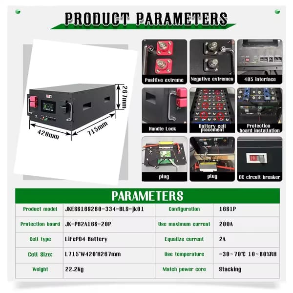 Batteriboks, 48V, 200A Smart BMS Kit,Med BMS LCD