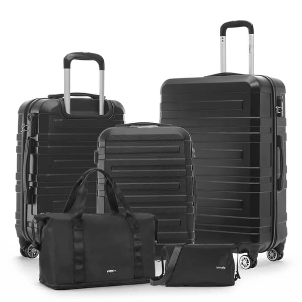 Kuffertsæt, Holdbart ABS-materiale, Ergonomisk Design,Sort (20+24+28 tommer)