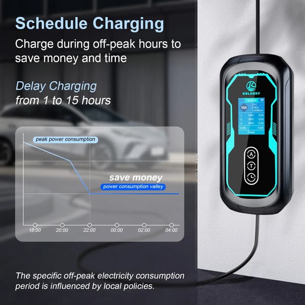 EV-laddare, Bärbar design, Flexibel timerfunktion,11KW 5M Typ2