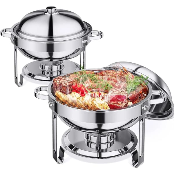 Chafing Dish, Rustfrit Stål, Dobbelt Kogedesign,2 PCS