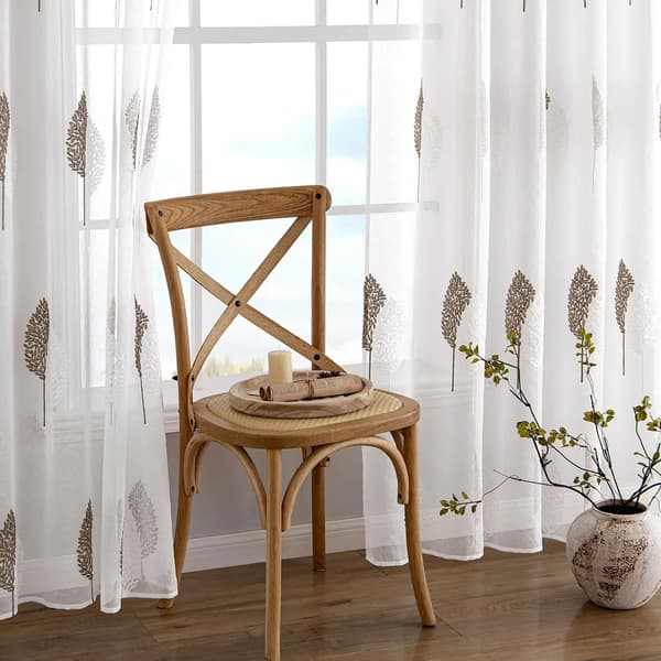 Gardiner, Elegant Blomsterdesign, Letvægts Polyester,Brun