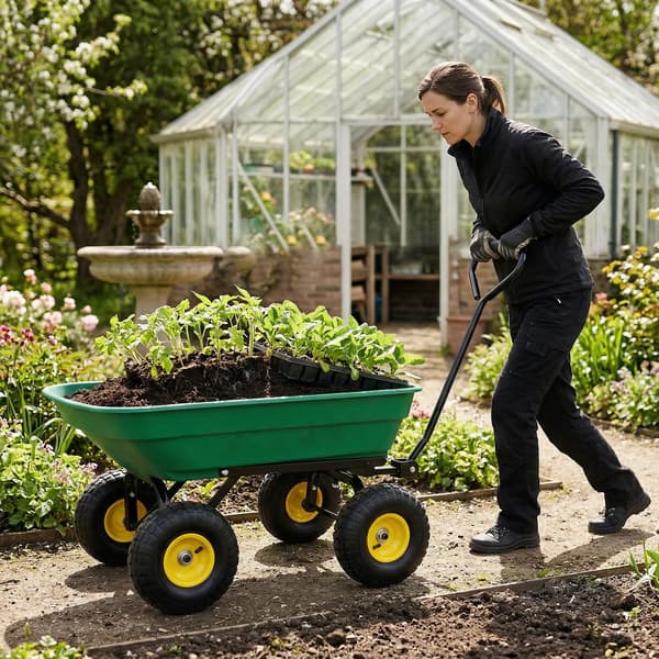 Trädgårdsvagn, 55L kapacitet, lätt tippning,grön