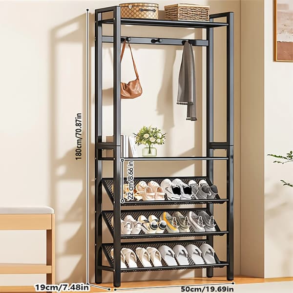 Sko Rack, Entré Organizer, Multifunktionel Opbevaringsløsning,sort