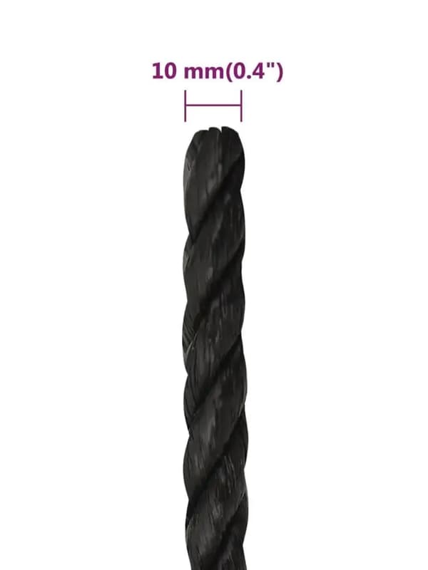Arbetsrep, 10 mm Diameter, 250 m Längd,svart
