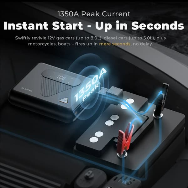 Startmotor, 27500mAh kapacitet, 1350A toppström, EU, C01E