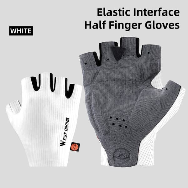 Cykelhandsker, Stødabsorberende Design, Åndbart Materiale,Hvid-a, M Palm Bredde 7.5-8cm