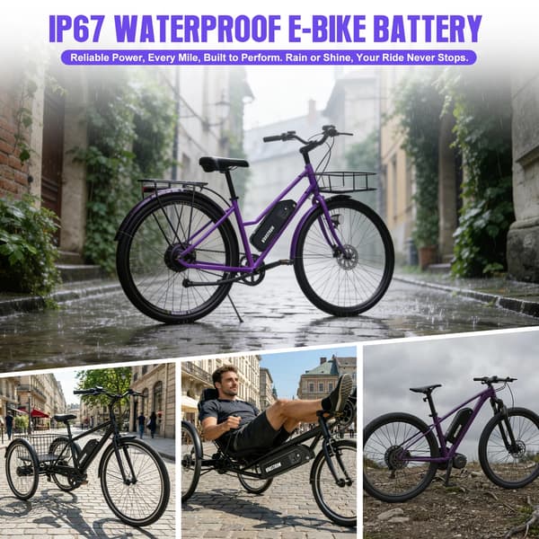 EBike Batteri, 36V 20Ah, Kompakt Design,HY 36V20AH (3A Oplader)