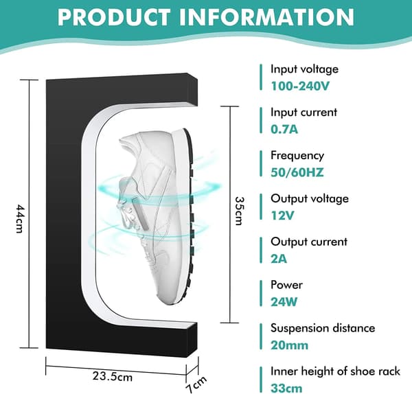 Sko Display Stativ, 360° Rotation, Indbygget LED Lys,7 farver