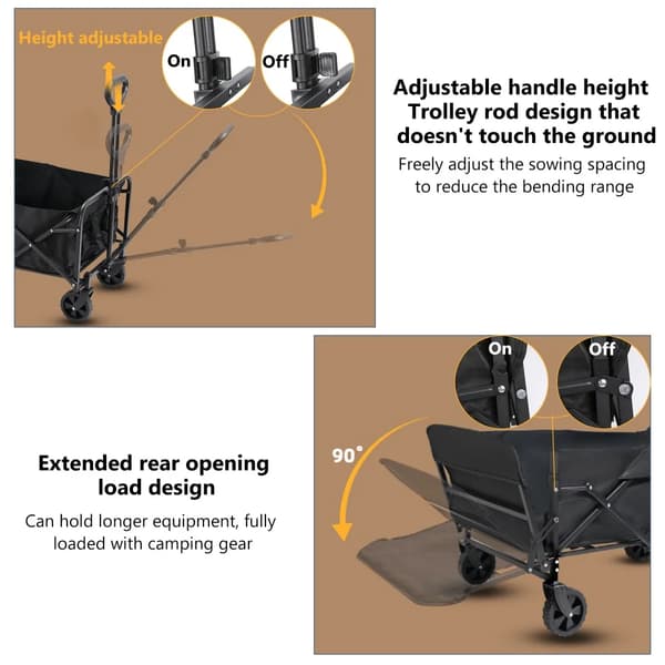 Campingvagn, Robust Ram, 360° Svängbara Hjul,svart