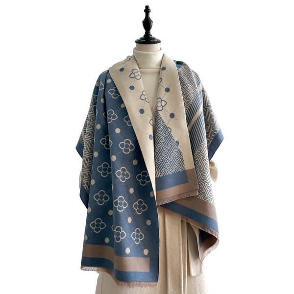 Sjal, Varm Polyester Fabric, Resemöjlighet,Blå