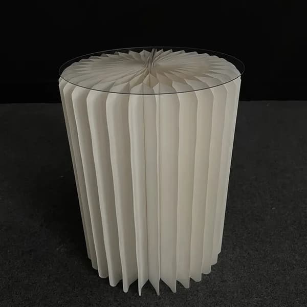 Kakställ, hopfällbar design, guldfinish, H40cm vit