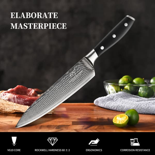 Kokkekniv, rustfrit stålblad, ergonomisk håndtag,BP-002