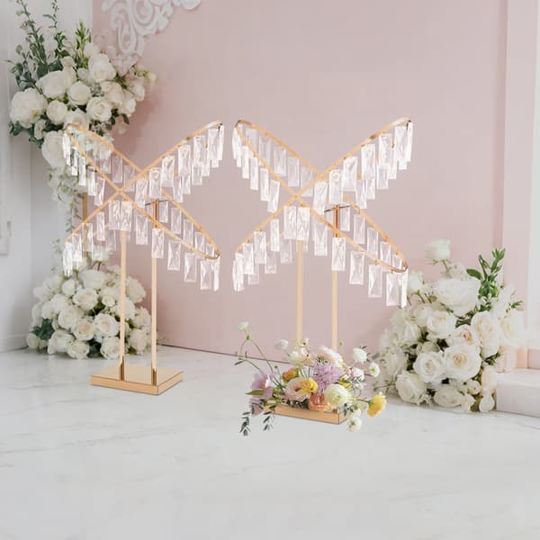 Bröllopsblomsterställ, X-formad design, hållbar järn och akryl,Guld