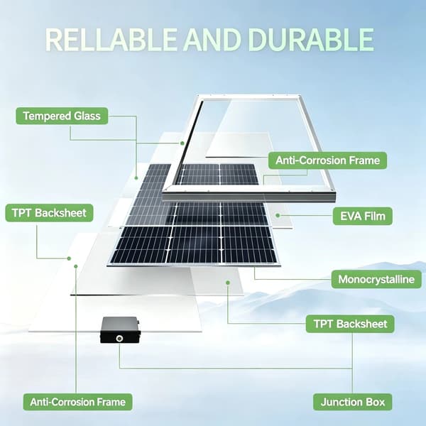 Solpanel, Høj Effektivitet, Holdbar Konstruktion,1stk 100w panel